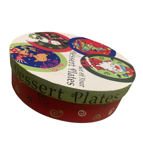 Santa’s Workbench Dessert Plates Set of 4 With Case For Christmas Dining - Picture 4 of 10